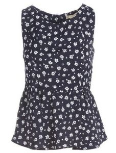 NWT Navy floral peplum top
